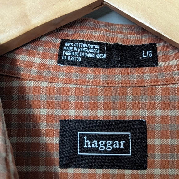 Haggar Men's Large Checkerboard‎ Pattern Long-Sleeve Button-down Shirt - Picture 4 of 7